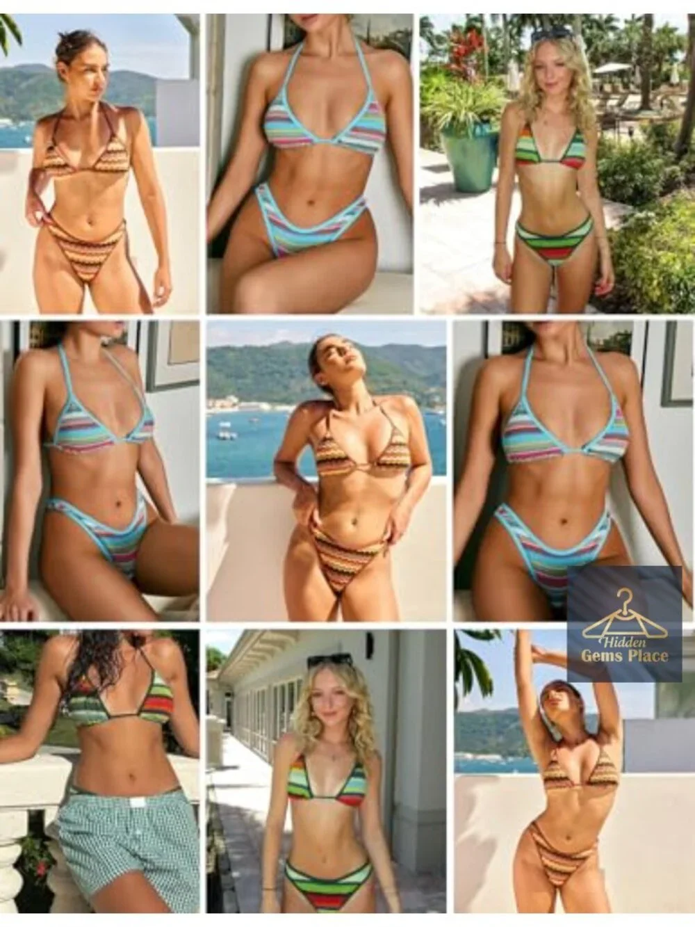 Women's Crochet Halter Bikini Set High Cut Two Piece Swimwear